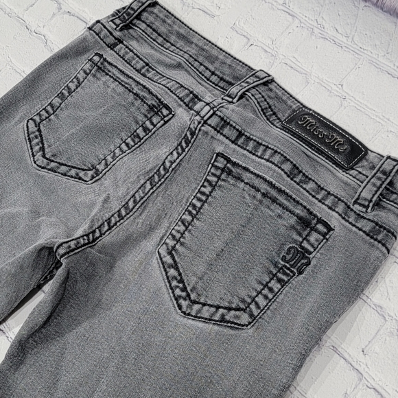 Miss Me Mid Rise Skinny Stretchy Gray Black Jeans 30 - Picture 7 of 15